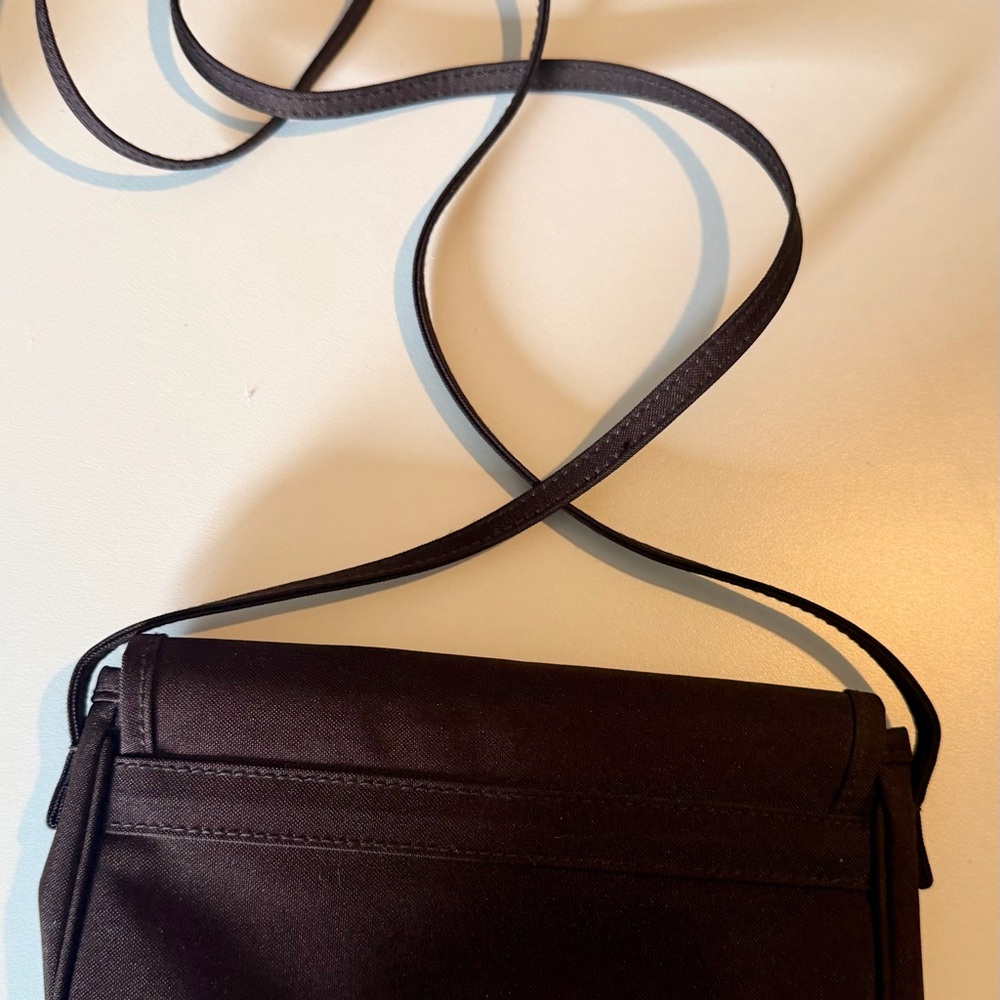 Vintage Lauren Ralph Lauren Brown Nylon Crossbody Bag with Gold Crest - Picture 3 of 6